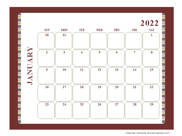 Free Printable Calendar With Large Boxes 2022