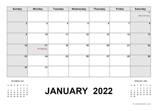 2022 Calendar With Holidays PDF