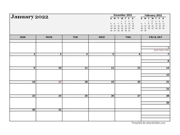 2022 Canada Calendar For Vacation Tracking