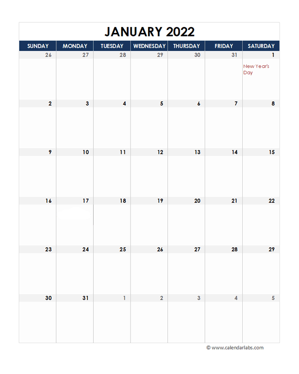 2022 Canada Calendar Spreadsheet Template