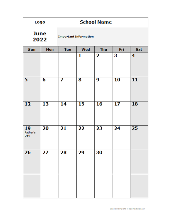 2022 Editable Monthly School Jun-Sep Calendar