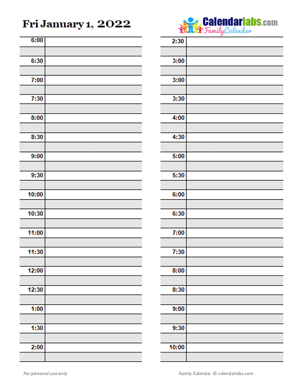 2022 Daily Planner Template Free Printable Templates
