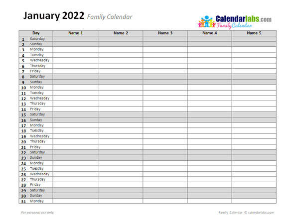 2022 Monthly Planner Template