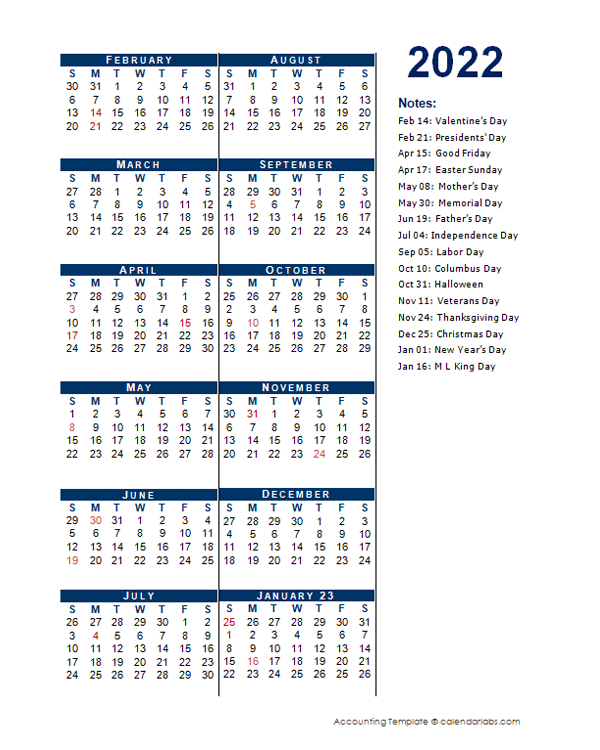 2022 Fiscal Period Calendar 4-4-5 - Free Printable Templates