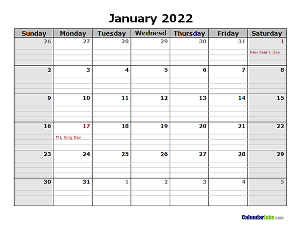 2022 Free Printable Apple Pages Calendar