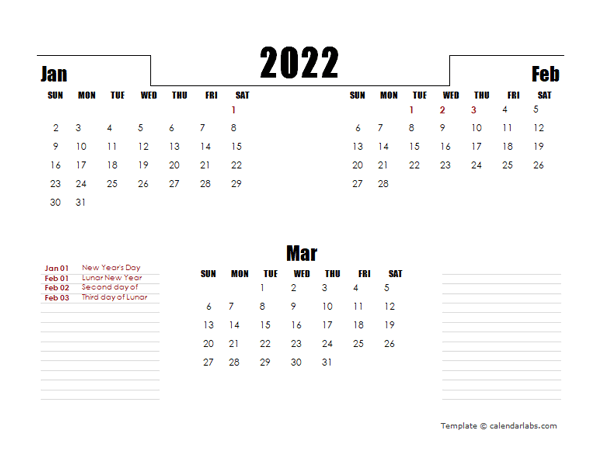 2022 Hong Kong Quarterly Planner Template