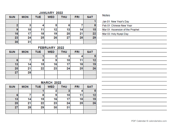 2022 Indonesia Quarterly Calendar with Holidays