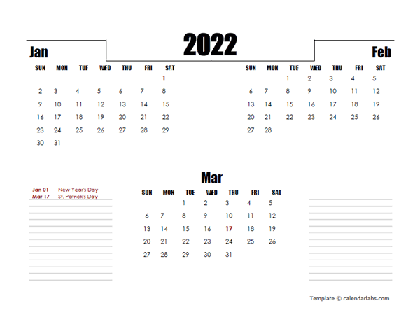 2022 Ireland Quarterly Planner Template