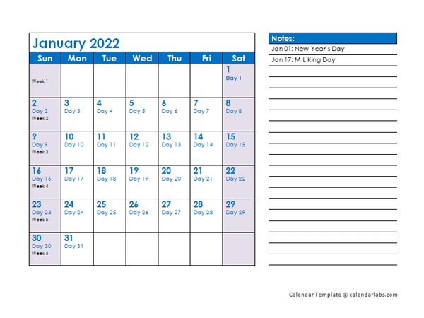 2022 Julian Date Calendar