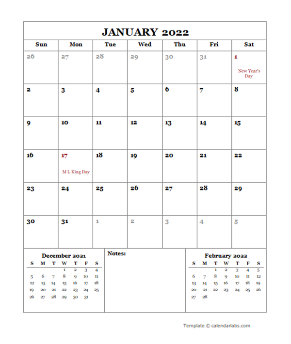Portrait Monthly Calendar 2022 2022 Monthly Planner Template Portrait - Free Printable Templates