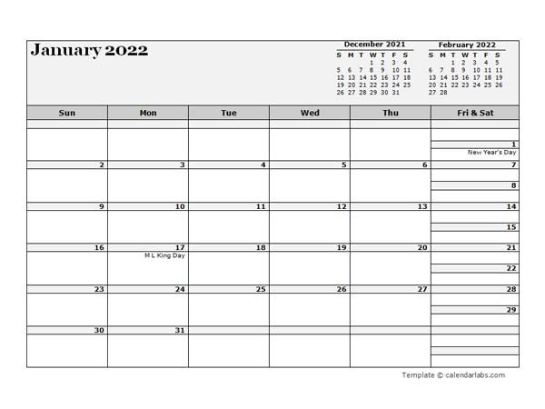 2022 Monthly Planner Template Microsoft Word 