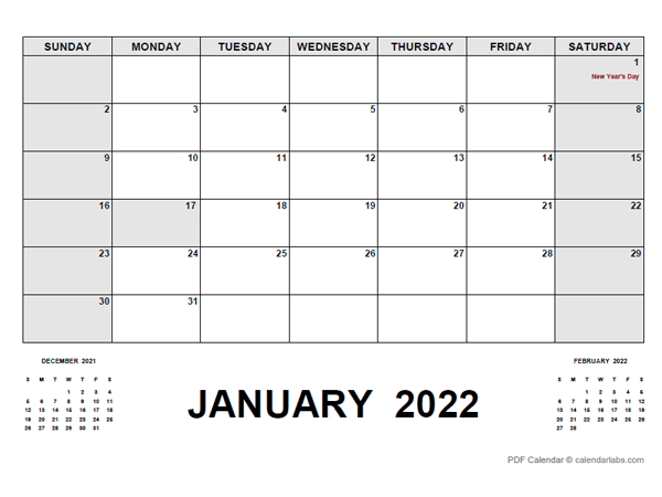 2022 Monthly Planner with South Africa Holidays