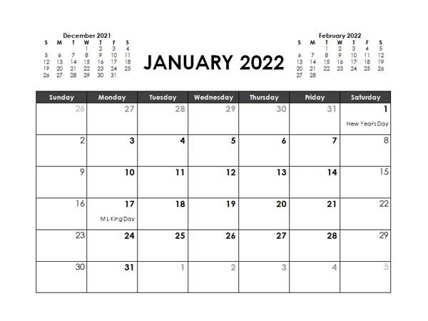 2022 Monthly Planner Word Template