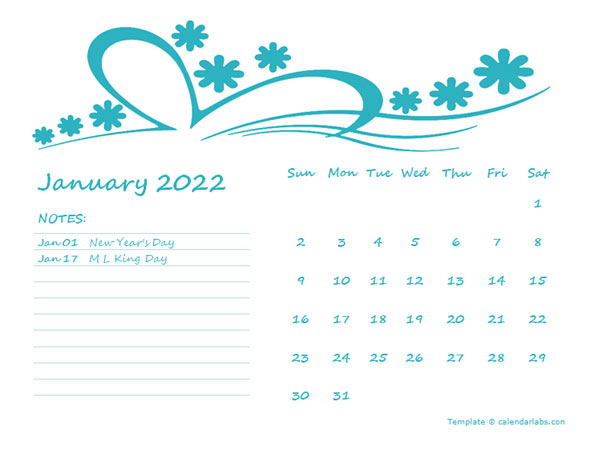 2022 Word Calendar Template For Kindergarten