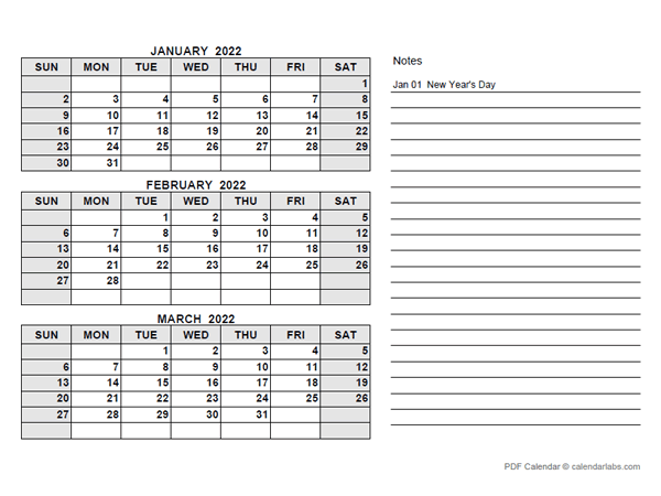 2022 Netherlands Quarterly Calendar with Holidays