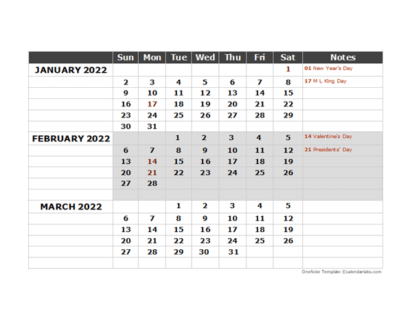 2022 OneNote Planner Template