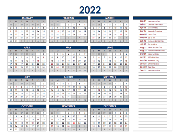 New Downloadable 2022 Calendar Philippines Free Photos