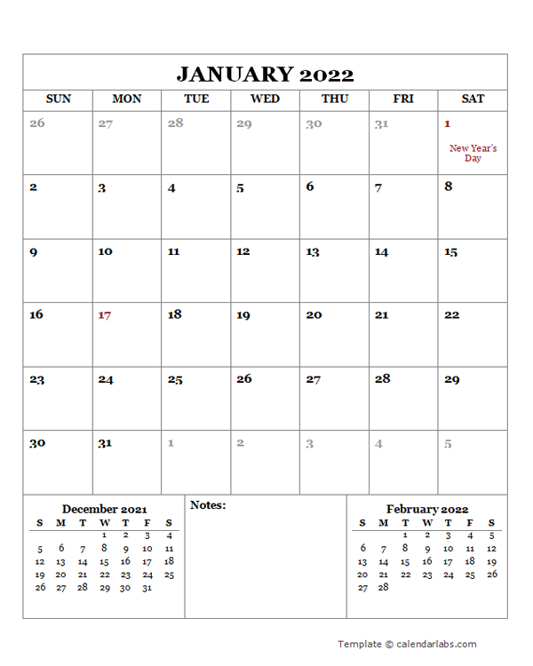 Calendar 2022 template