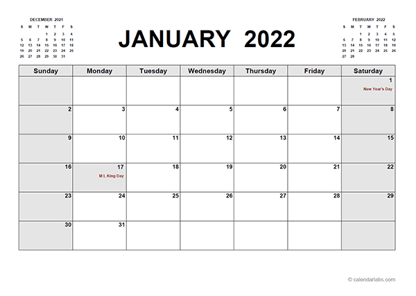 Free Printable Yearly 2022 Calendar With Holidays As Word Pdf