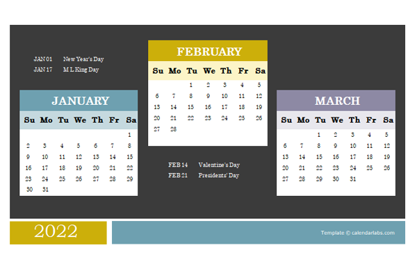 2022 quarterly powerpoint calendar free printable templates