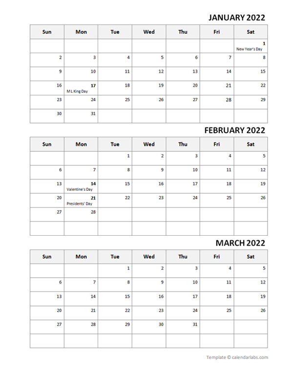 2022 Quarterly Word Calendar Template With Notes