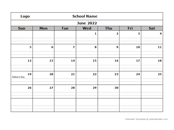 2022 School Monthly Printable Calendar - Free Printable Templates
