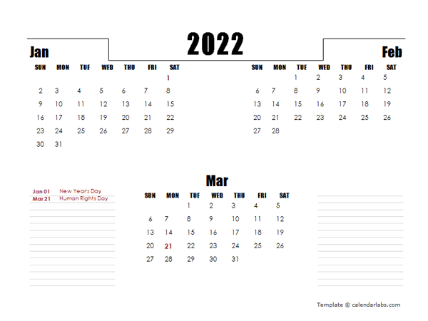 2022 South Africa Quarterly Planner Template