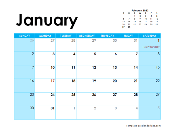 2022 UK Monthly Calendar Colorful Design