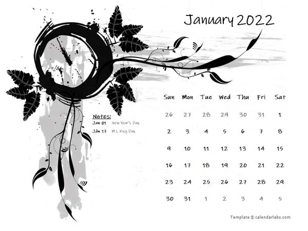 2022 Word Calendar Design Template