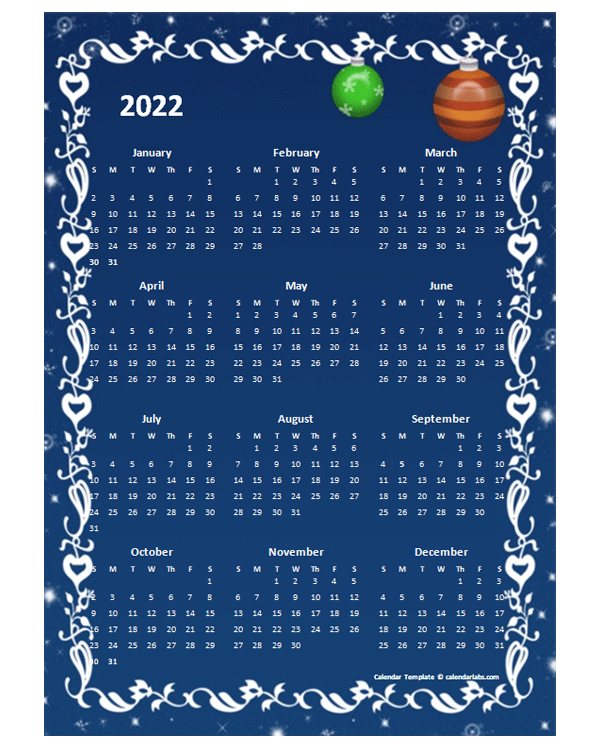 2022 Yearly Calendar Design Template - Free Printable Templates