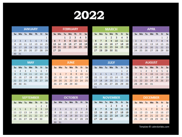 Printable Calendar 2022 Pdf 2022 Yearly Calendar For Powerpoint - Free Printable Templates