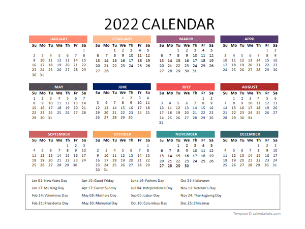 Powerpoint Calendar Template 2022 2022 Yearly Powerpoint Calendar Slide - Free Printable Templates