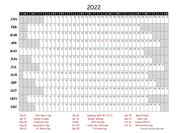 2022 yearly project timeline calendar germany free printable templates