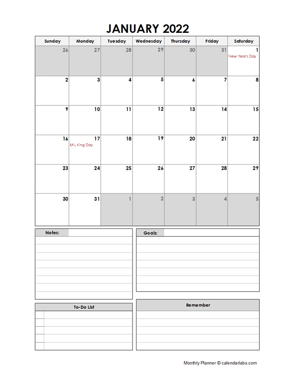 At A Glance 2022 Monthly Planner - Free Printable Templates