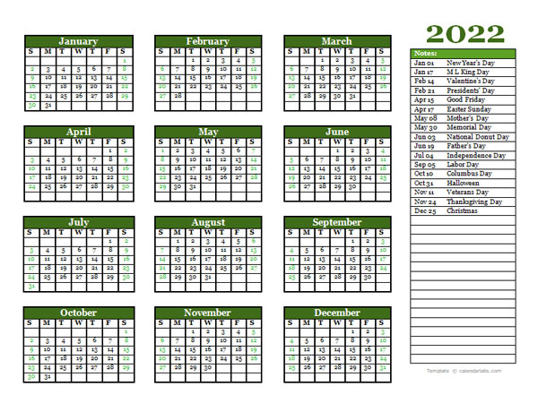 Free Editable 2022 Yearly Word Calendar - Free Printable Templates
