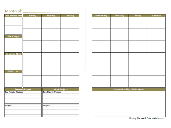 printable monthly planner template a3 free printable templates