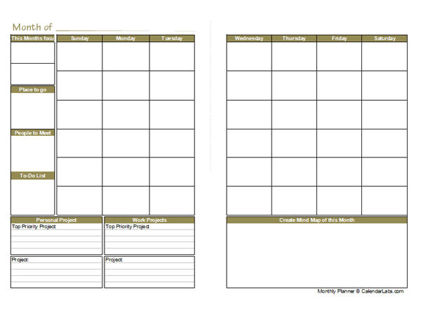 Monthly Planner Template - Printable