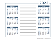 2022 Blank Two Page Calendar Template For 2022