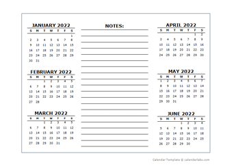 2 Page Yearly Calendar Template 2022