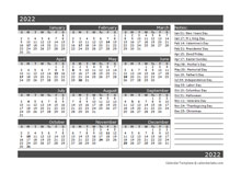 12 Month One Page Calendar Template For 2022