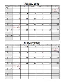 Free 2022 Monthly Calendar Templates Calendarlabs