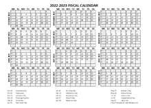 Fiscal Calendar 2022-2023 Templates