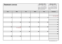 2022 Monthly Planner Template Landscape