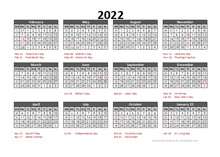 2022 Accounting Calendar 5-4-4