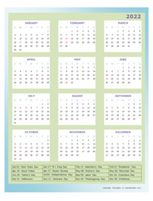 2022 Annual Calendar Design Template