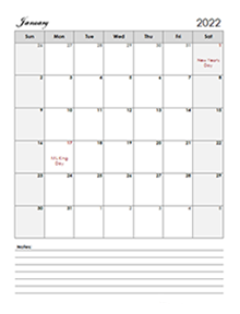 2022 Apple Pages Calendar Template