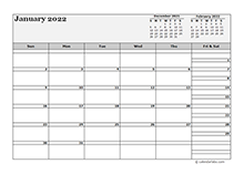 2022 Blank Three Month Calendar