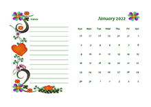 2022 Blank Calendar Design Template