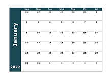 2022 Monthly Blank Calendar