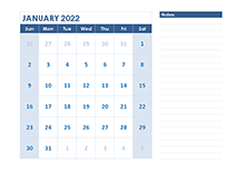 2022 Blank Printable Calendar